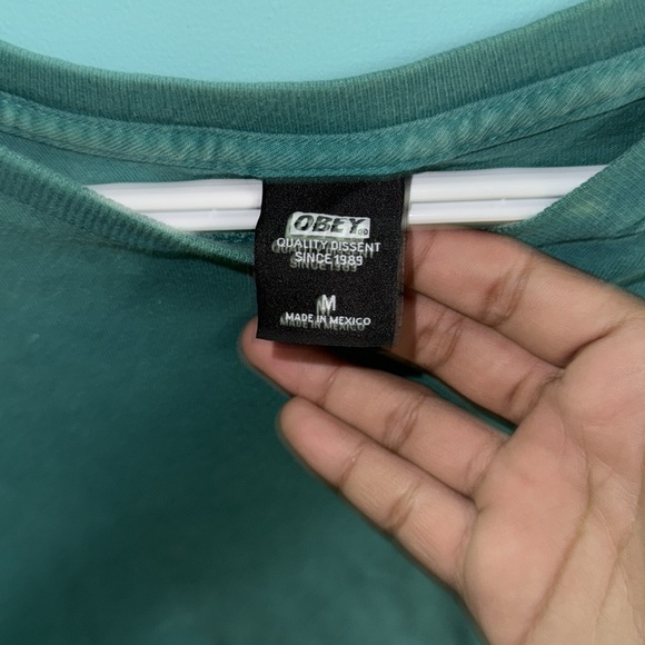OBEY VINTAGE Y2K T-SHIRT GREEN & PURPLE - Picture 3 of 3